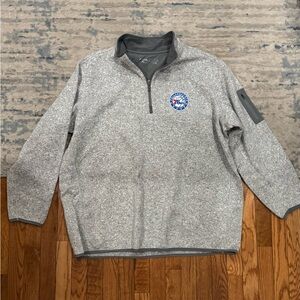 Philadelphia 76ers Antigua 3XL Heather Grey Quarter Zip NBA Embroidered Sweater
